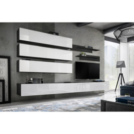 "Fly J1 Entertainment Unit For TVs Up To 60"" - 320cm Black White Gloss"