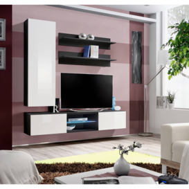 "Fly S1 Entertainment Unit For TVs Up To 49"" - 160cm Black White Gloss" - thumbnail 1