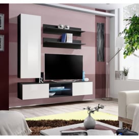 "Fly S1 Entertainment Unit For TVs Up To 49"" - 160cm Black White Gloss"