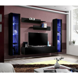 "Fly A2 Entertainment Unit For TVs Up To 65"" - 260cm Black Black Gloss"