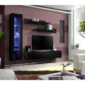 "Fly G2 Entertainment Unit For TVs Up To 60"" - 210cm Black Black Gloss"