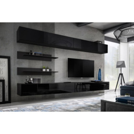 "Fly I1 Entertainment Unit For TVs Up To 75"" - 320cm Black Black Gloss"