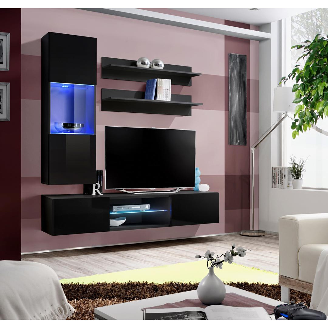 "Fly S3 Entertainment Unit For TVs Up To 49"" - 160cm Black Black Gloss" - image 1