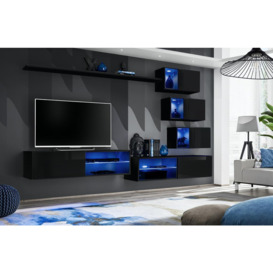 "Switch XXIV Wall Entertainment Unit For TVs Up To 49"" - Black 250cm Black"
