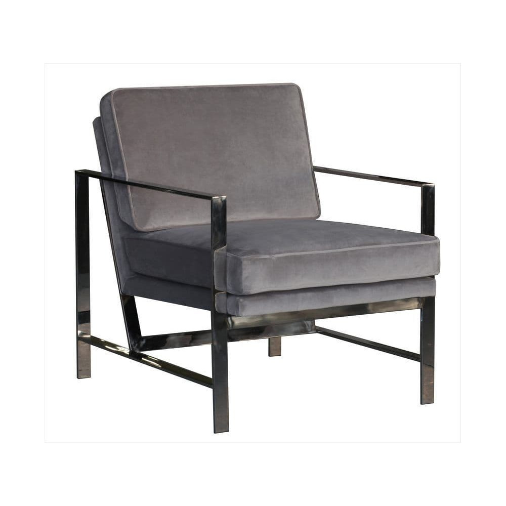 Stanton Grey Velvet and Chrome Occasional Chair