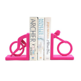 Velo Cyclist Bookends in Pink Velvet