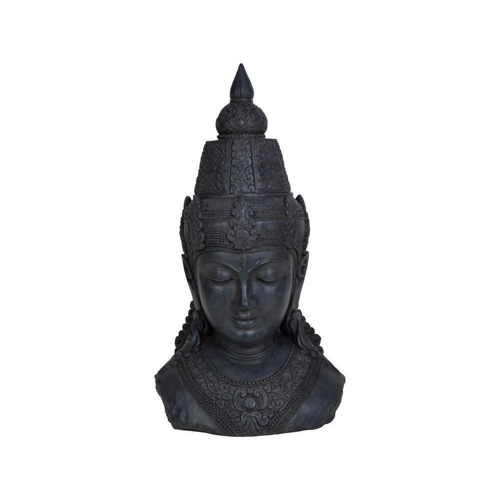 Nirvana Giant Buddha Head Statue in Aged Black