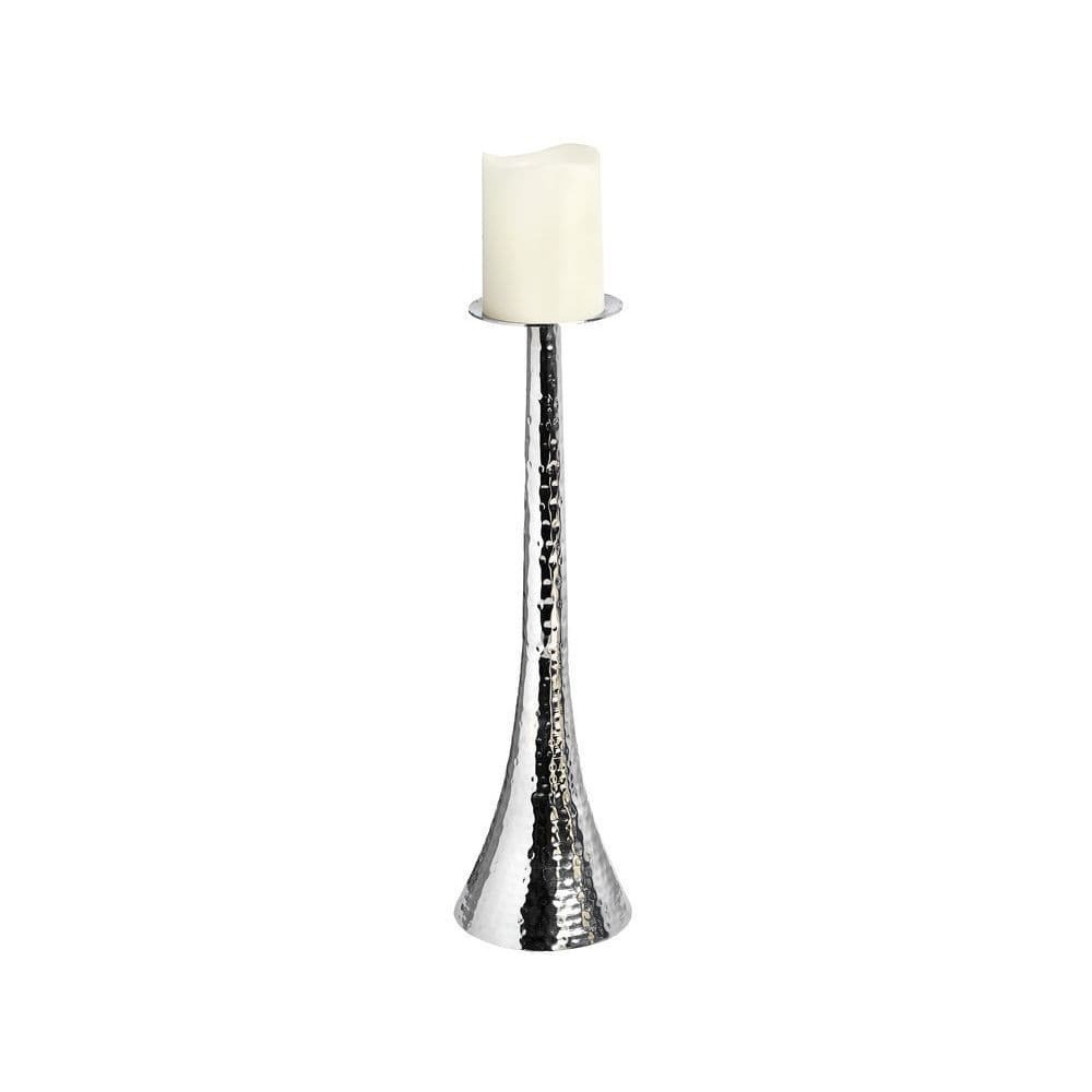 Clarion Silver Metal Pillar Candlestick - Small