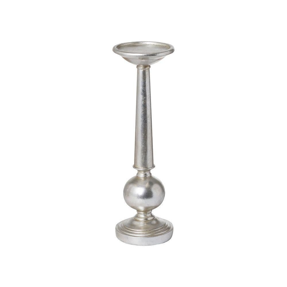 Pierre Bulbous Pillar Candle Holder in Antique Silver Finish - Small
