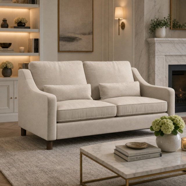 Hampton 3 Seat Sofa In Bone Easy Care Velvet