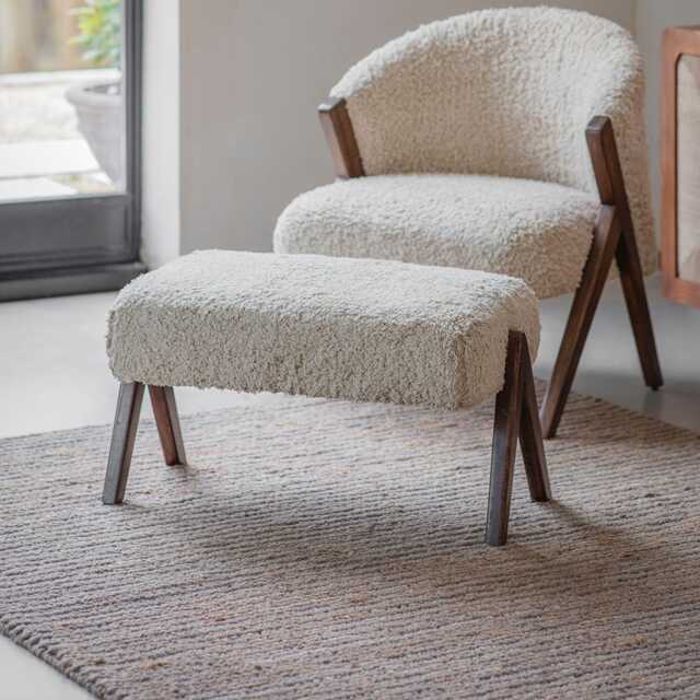 Scoop Footstool in Cotton Rug by Atkin And Thyme, H43 x W74 x D43 cm - image 1