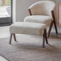 Scoop Footstool in Cotton Rug by Atkin And Thyme, H43 x W74 x D43 cm - thumbnail 1