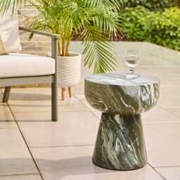 Lucy Side Table Green Marble Finish by Atkin And Thyme, H46 x W40 x D40 cm - thumbnail 2