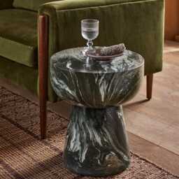 Lucy Side Table Green Marble Finish by Atkin And Thyme, H46 x W40 x D40 cm - thumbnail 1