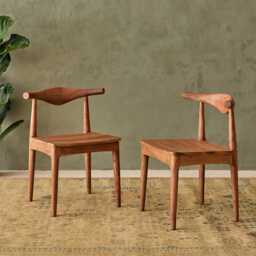Hiro Dining Chairs (Pair) - Natural by Atkin And Thyme, H77 x W58 x D45 cm, Seat Height 43 cm