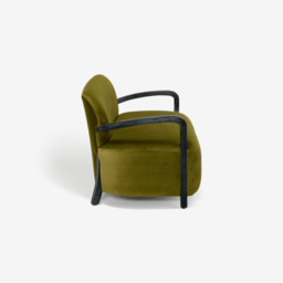 Aviator Loveseat in Apple Green Velvet by Atkin And Thyme, H73 x W122 x D74 cm, Seat Height 44.5 cm - thumbnail 3