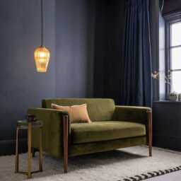 Lexington Loveseat In Deep Green Velvet  Natural
