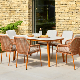 Olivia 6 Seat Rectangular Dining Set - Terracotta by Atkin And Thyme - thumbnail 2