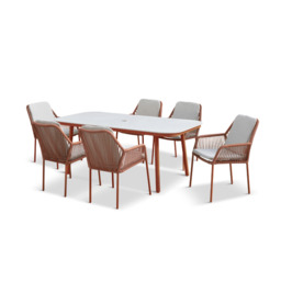 Olivia 6 Seat Rectangular Dining Set - Terracotta by Atkin And Thyme - thumbnail 3