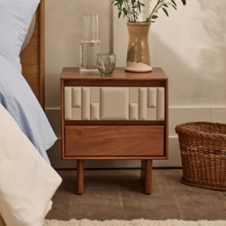 Lisbon Bedside Table In Almond White