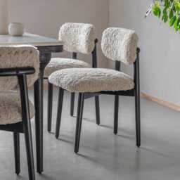 Layla Dining Chair in Cotton Rug by Atkin And Thyme, H77 x W49.5 x D53 cm, Seat Height 48 cm