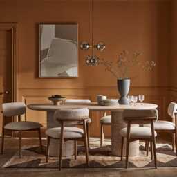 Raina 2m Dining Table Travertine Finish by Atkin And Thyme, H76 x W200 x D100 cm - thumbnail 2
