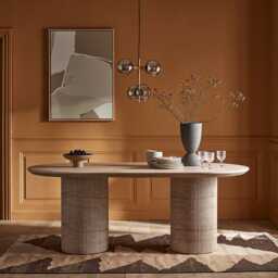 Raina 2m Dining Table Travertine Finish by Atkin And Thyme, H76 x W200 x D100 cm - thumbnail 3