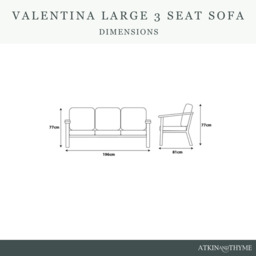 Valentina Large 3 Seat Sofa by Atkin And Thyme,  H77x W196x D81 cm, seat height 47 cm - thumbnail 3