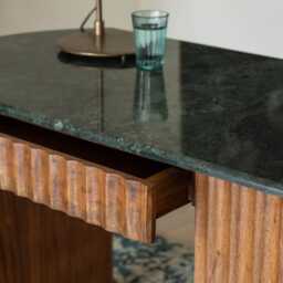 Jude Fluted Green Marble Desk by Atkin And Thyme, H74 x W135 x D59 cm - thumbnail 2