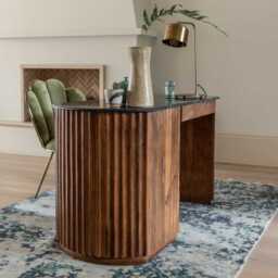 Jude Fluted Green Marble Desk by Atkin And Thyme, H74 x W135 x D59 cm - thumbnail 4