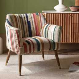 Astoria in Striped Woven Rug by Atkin And Thyme, H81 x W73 x D69 cm, Seat Height 47 cm