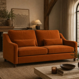 Hampton 4 Seat Sofa In Burnt Easy Care Velvet
