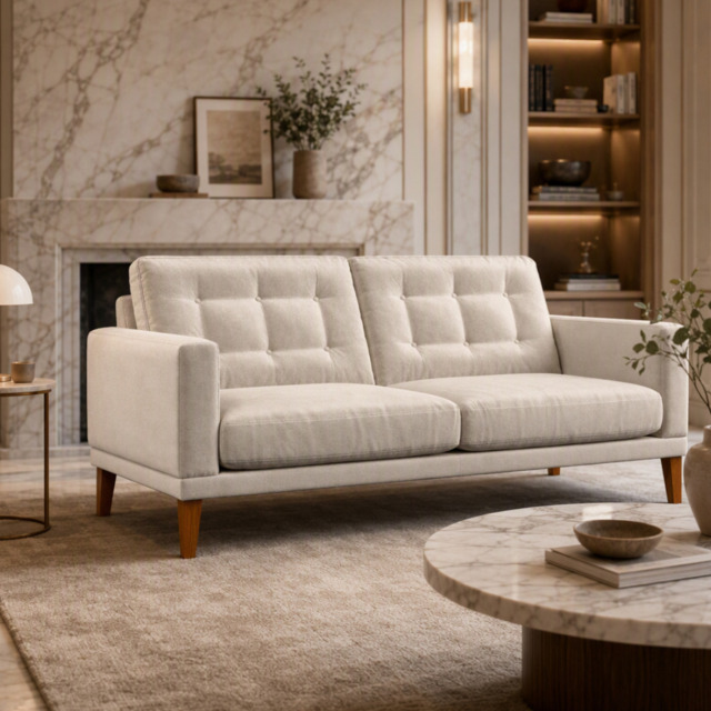 Fitzroy 3 Seat Sofa In Bone Easy Care Velvet