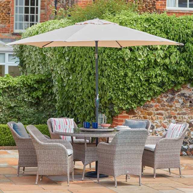 Matilda 6 Seat Dining Set with Lazy Susan and Parasol by Atkin And Thyme - image 1