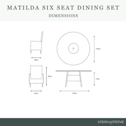 Matilda 6 Seat Dining Set with Lazy Susan and Parasol by Atkin And Thyme - thumbnail 4