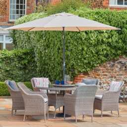 Matilda 6 Seat Dining Set with Lazy Susan and Parasol by Atkin And Thyme