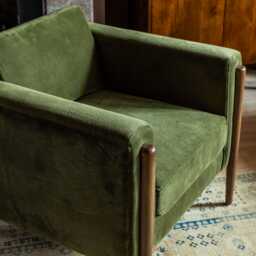 Lexington Armchair In Deep Green Velvet - Natural by Atkin And Thyme - thumbnail 2