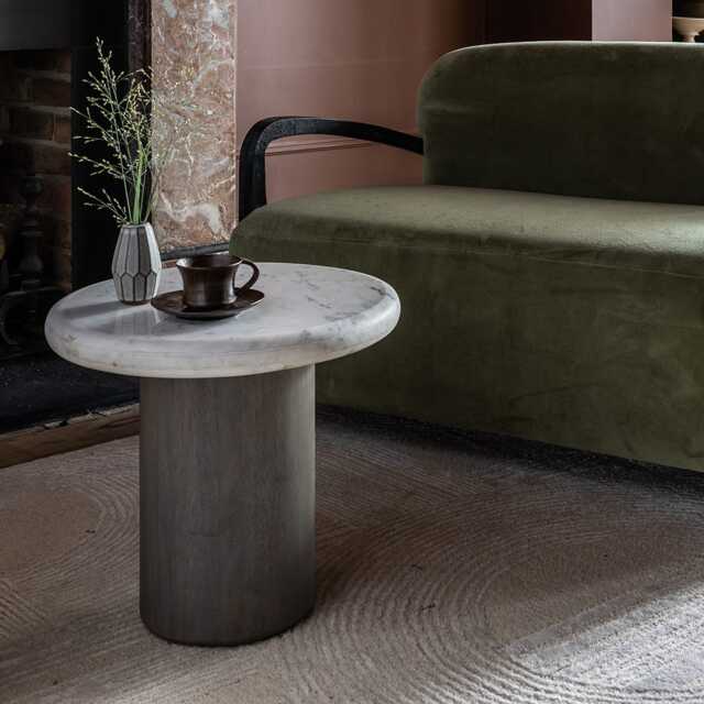 Column Marble Side Table by Atkin And Thyme, H42 x W46 x D46 cm - image 1