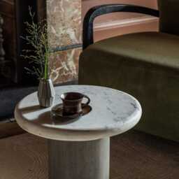 Column Marble Side Table by Atkin And Thyme, H42 x W46 x D46 cm - thumbnail 2