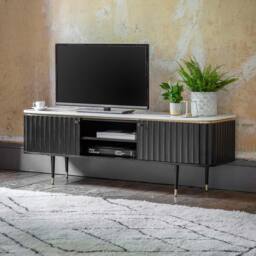 Flute Marble Media Unit - Black by Atkin And Thyme, W147 x D41 x H50cm - thumbnail 2