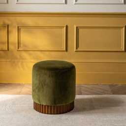 Holborn Footstool In Deep Green Velvet