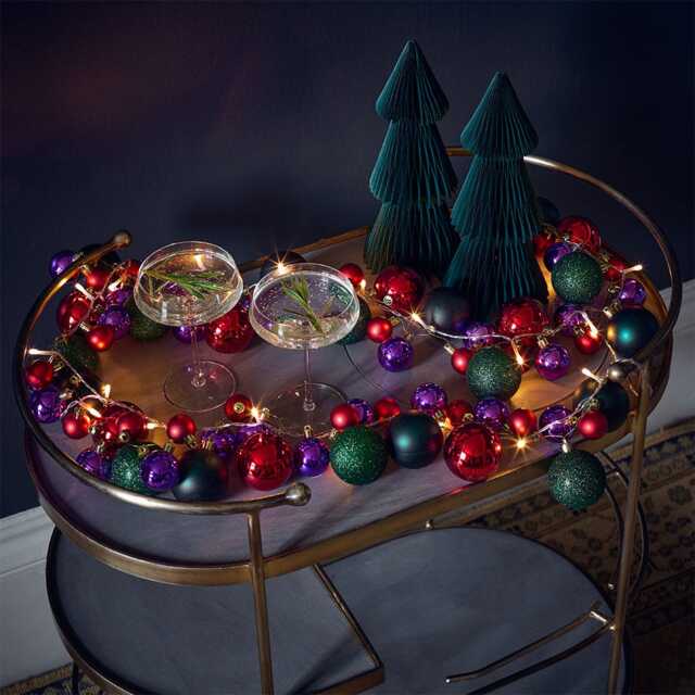 Retro 2m Bauble Garland - Purple and Green by Atkin And Thyme - image 1