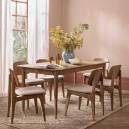 Byron Extending Table Muted Oak Dining Set with 6 Murray Oak Dining Chairs