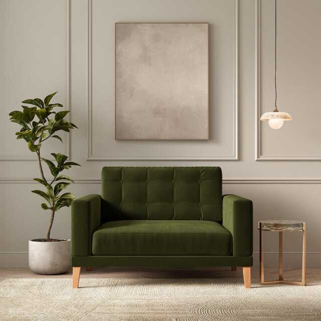 Fitzroy Loveseat In Vine Eco Velvet by Atkin And Thyme, H86 x W126 x D100 cm - image 1
