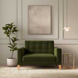 Fitzroy Loveseat In Vine Eco Velvet by Atkin And Thyme, H86 x W126 x D100 cm