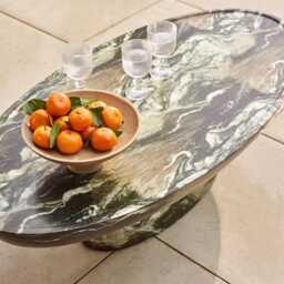 Lucy Coffee Table Green Marble Finish by Atkin And Thyme, H35 x W120 x D60 cm