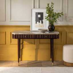 Flute Marble Console Desk in Vintage
