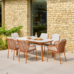 Olivia 6 Seat Rectangular Dining Set Terracotta