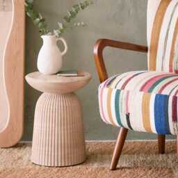 Mason Side Table / Stool Travertine Finish
