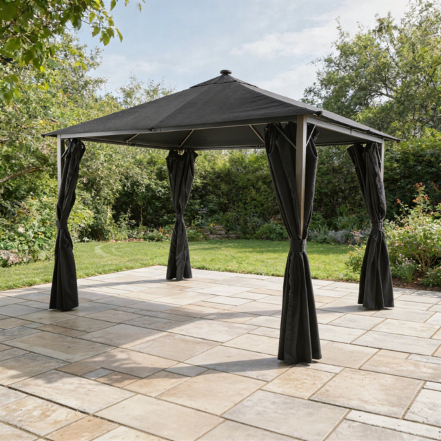 Savannah Birch 3 X 3M Fabric Gazebo With Solar Lights